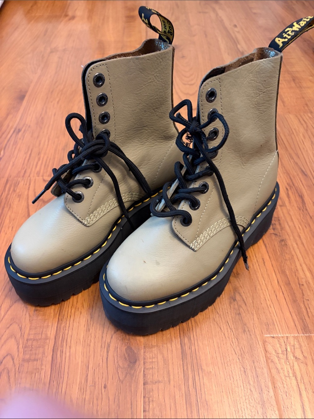 Doc Martens 1460 Pascal Max Boots in Pale Olive Womens, size 5 ladies (US)